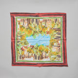 Neck Scarf Village Scene (Green Multi)