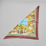 Neck Scarf Village Scene (Green Multi)
