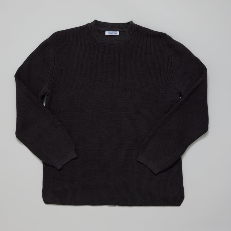 Garment Dyed Knit Long Sleeve Sweater (Brown)