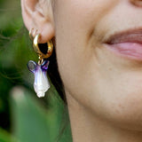 Baby Got Bok! Choy Hoops - 18K Gold Plated + Handmade Glass: Green