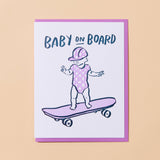 Baby on Board Skateboard Letterpress Baby Pregnancy Card- Made in USA