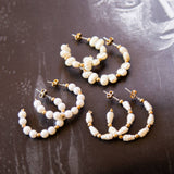 Vintage Beaded Pearl Hoops Set
