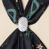 Oval scalloped silver bandana slide