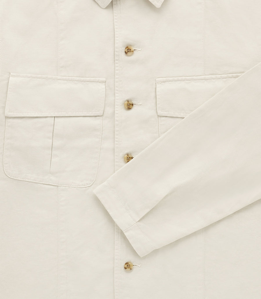Jungle Cotton Linen Overshirt (Bone)