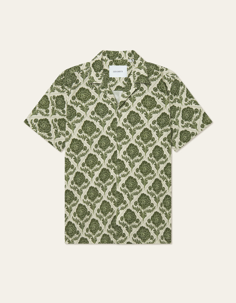 Lesley Flower Tile AOP SS Shirt (Vintage Green/Ivory) – The