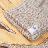 Oatmeal Melange Ragg Wool Full Glove With Or Without Deer: Natural Deer / Large