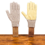 Oatmeal Melange Ragg Wool Full Glove With Or Without Deer: Natural Deer / Large