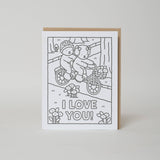 Love You Bike Ride Coloring Greeting Card by Bobbie Goods: Plastic sleeve