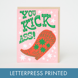 Kick Ass Cowboy Boot Letterpress Greeting Card by Hello!Lucky: Plastic sleeve
