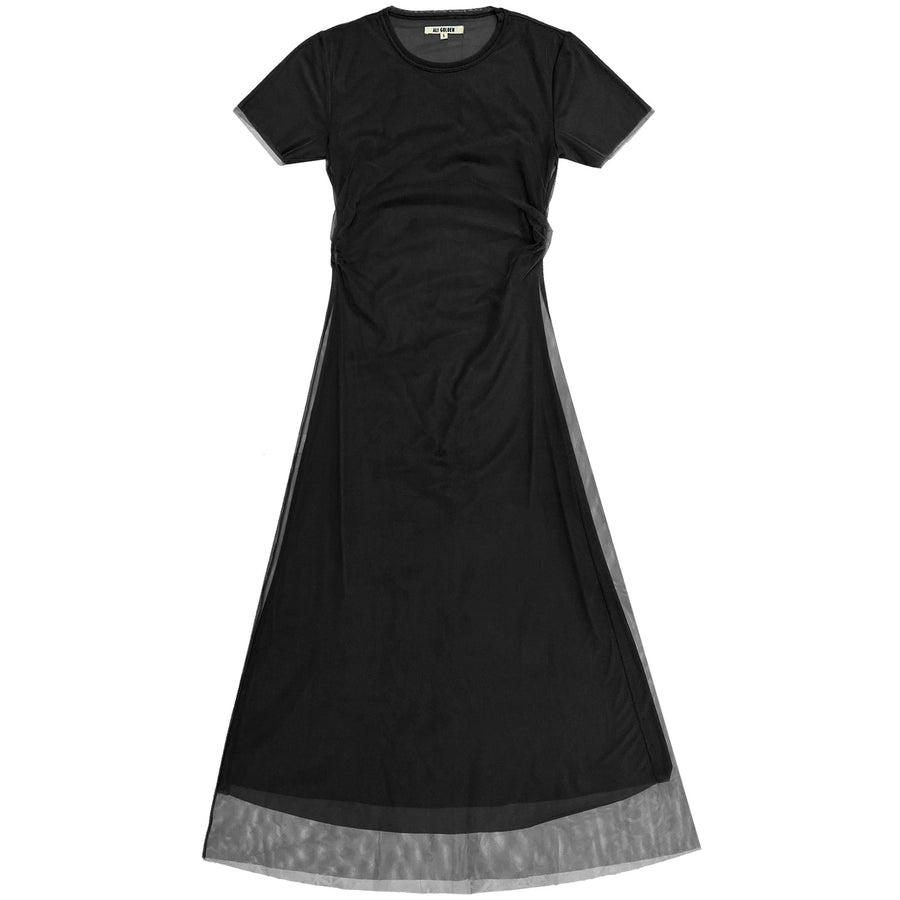 Fitted Mesh T-shirt Dress (Black)