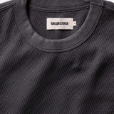 The Organic Cotton Short Sleeve Crew in Faded Black Waffle