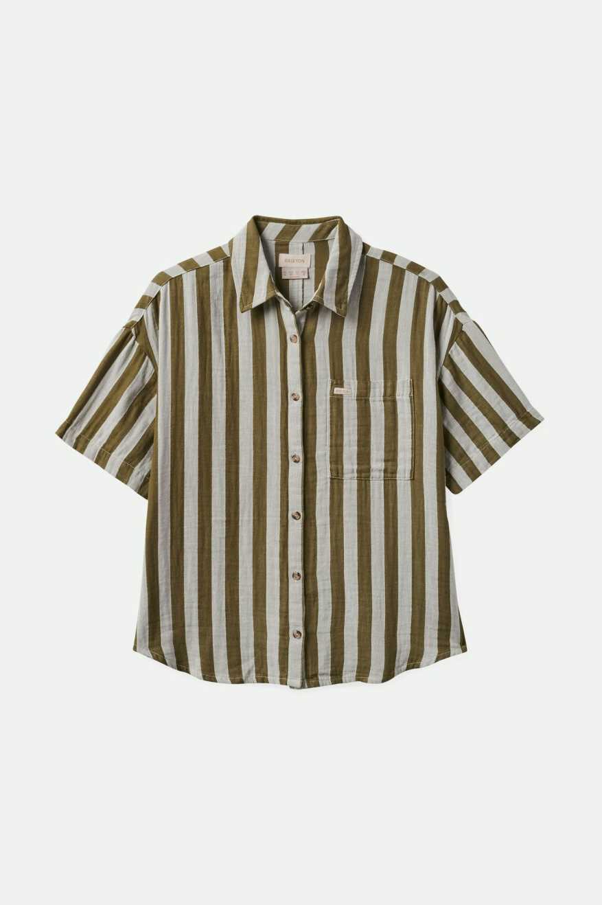 Mykonos Stripe BF S/S Woven (Military Olive)