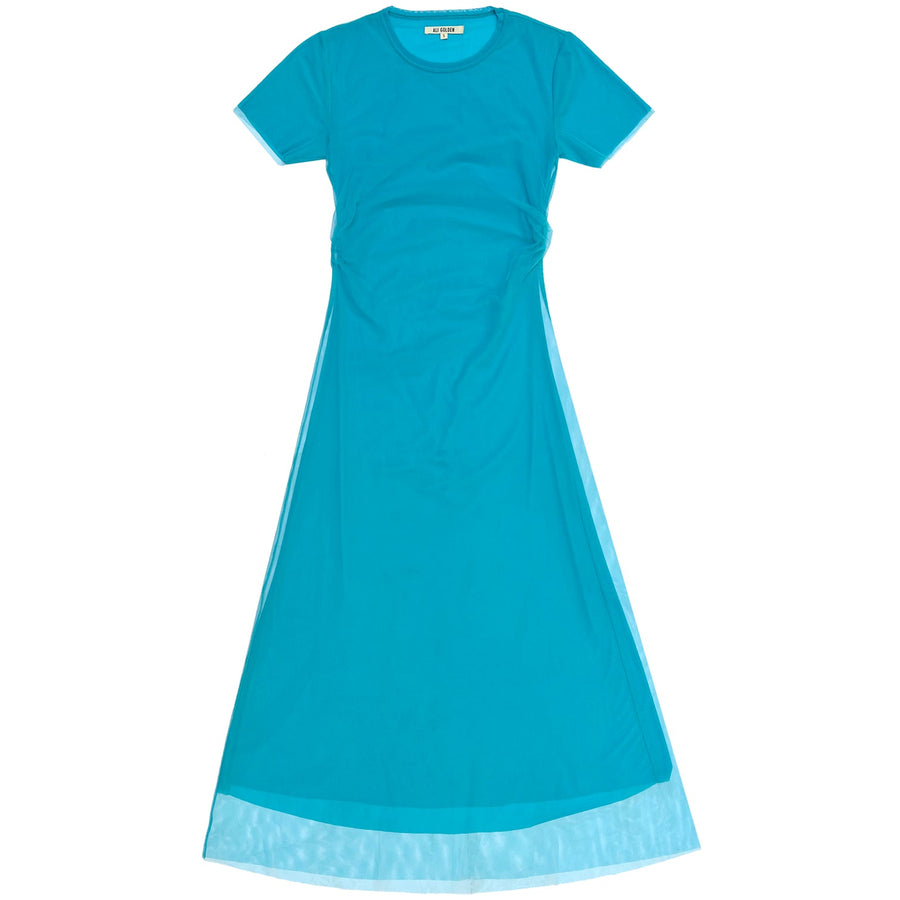 Fitted Mesh T-shirt Dress (Teal)