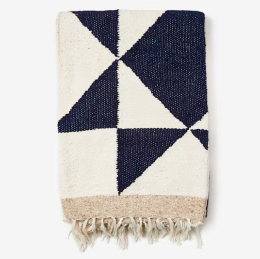 Navy and cream online throw