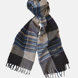 Grey, Purple, Blue, Beige Plaid Wool Scarf