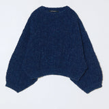Balloon Sleeve Sweater Airy Alpaca Boucle (Indigo)