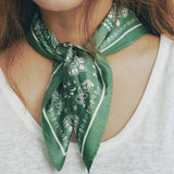 “Paisley" Silk Bandana Scarf (Sagebrush Green)