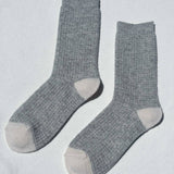 Wool Waffled Socks (Denim / Stone)