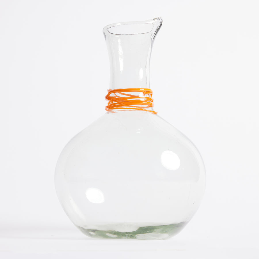 Handblown Glass Carafe (Orange Swirl)