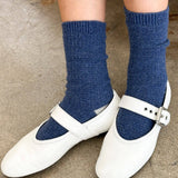 Wool Waffled Socks (Denim / Stone)