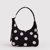 Mini Nylon Shoulder Bag (Black & Cream Polkadots)