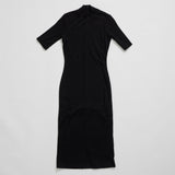 Lexi Rib Mock Neck Midi Dress (Black)