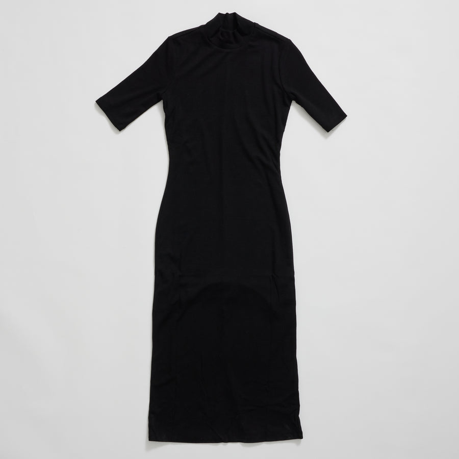 Lexi Rib Mock Neck Midi Dress (Black)