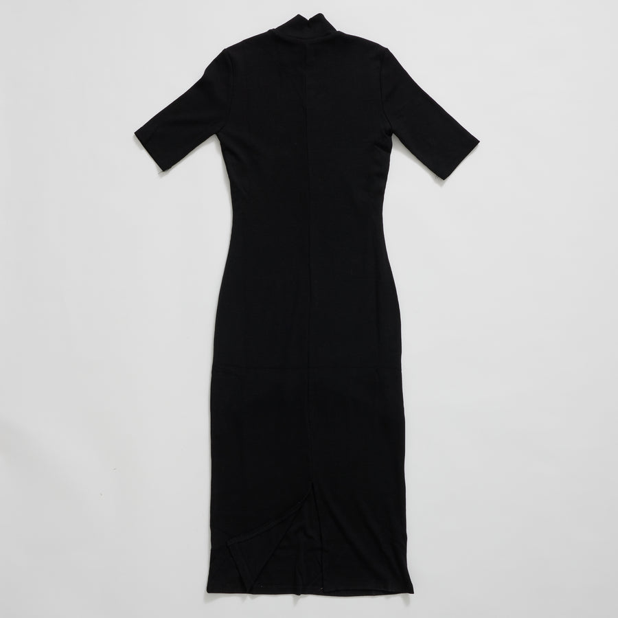 Lexi Rib Mock Neck Midi Dress (Black)