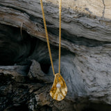 Oyster Shell Necklace (16" Chain / Gold Plated)
