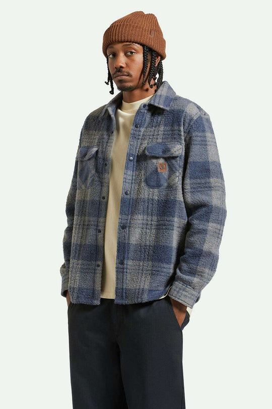 Bowery LS Arctic Stretch Fleece (Washed Navy/Beige Plaid)