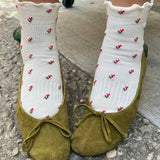 Petal Ruffled Hugger Crew Socks (Cream Petal)