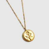 Rose Coin Necklace in Gold