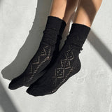 Modal Eyelet Socks (Jet Black)