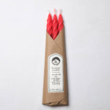 Red Apple Beeswax Taper Candles Set of 3: Spiral Taper
