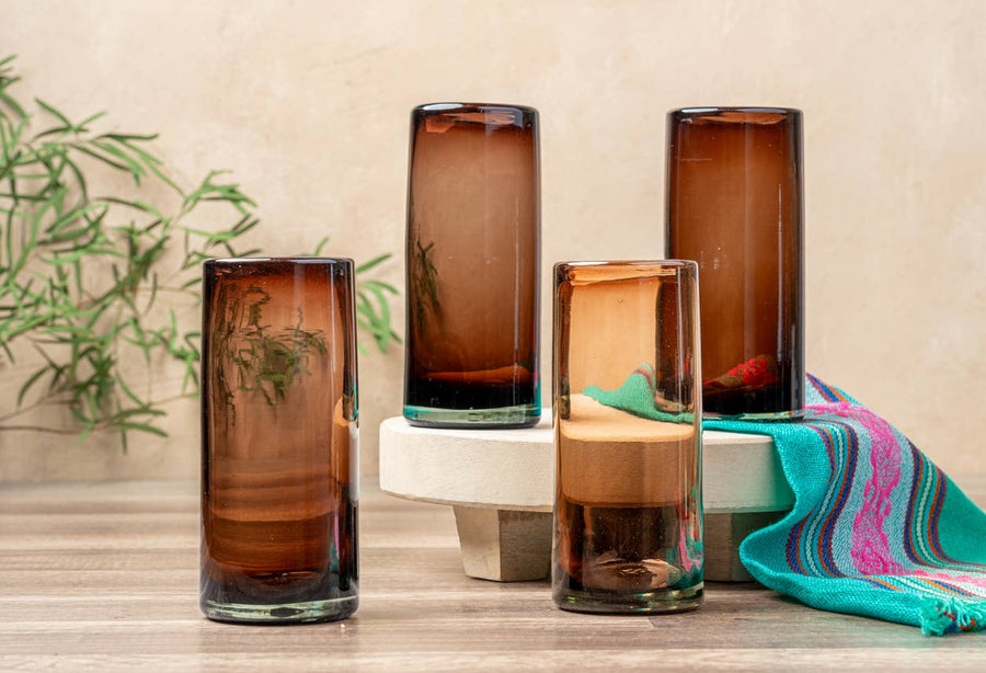 Handblown Mexican Highball Glasses (Tamarind)