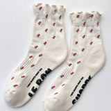 Petal Ruffled Hugger Crew Socks (Cream Petal)