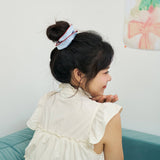 "Maxi Flower" Double-Layer Oversized Silk Scrunchie - Pastel Blue: Pastel Blue