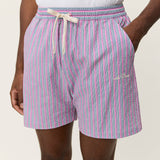 Stan Stripe Seersucker Swim Shorts (Crocus Pink)