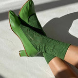 Modal Eyelet Socks (Palm Green)