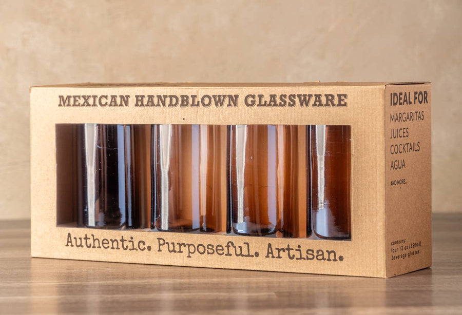 Handblown Mexican Highball Glasses (Tamarind)