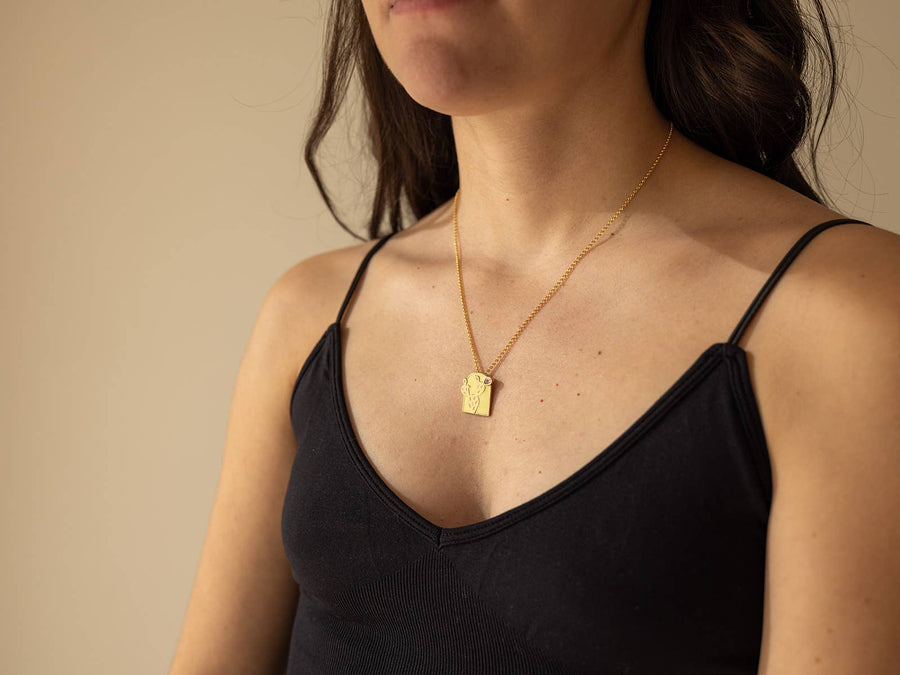 Prickly Pear Cactus Pendant Necklace in Gold: Gold Plated