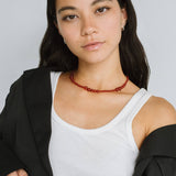 Avery Necklace - Carnelian: Sterling Silver