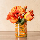 Mexican Handblown Glasses (Orange Swirl)