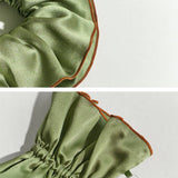 "Maxi Flower" Double-Layer Oversized Silk Scrunchie - Martini Olive: Martini Olive