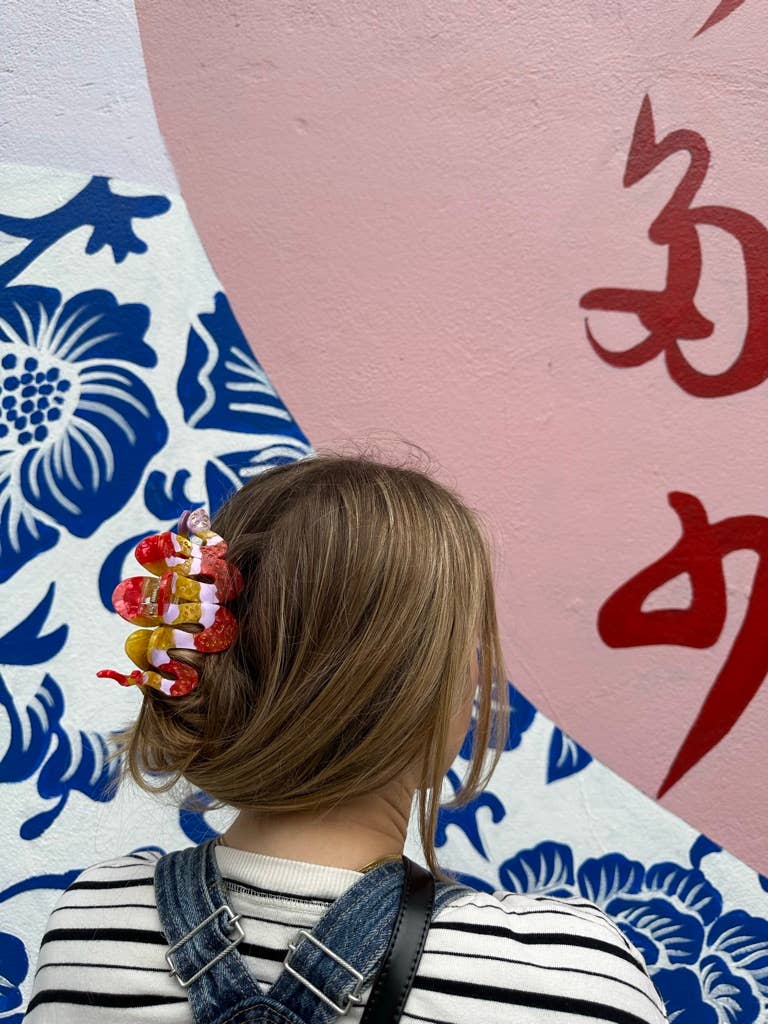 Hand-painted Snake Claw Hair Clip | Eco-Friendly: Pink