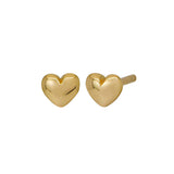 Puffy Heart Stud Earrings in Gold