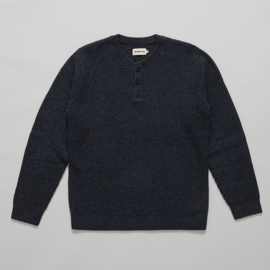 The Side Country Sweater in Heather Coal Merino Waffle