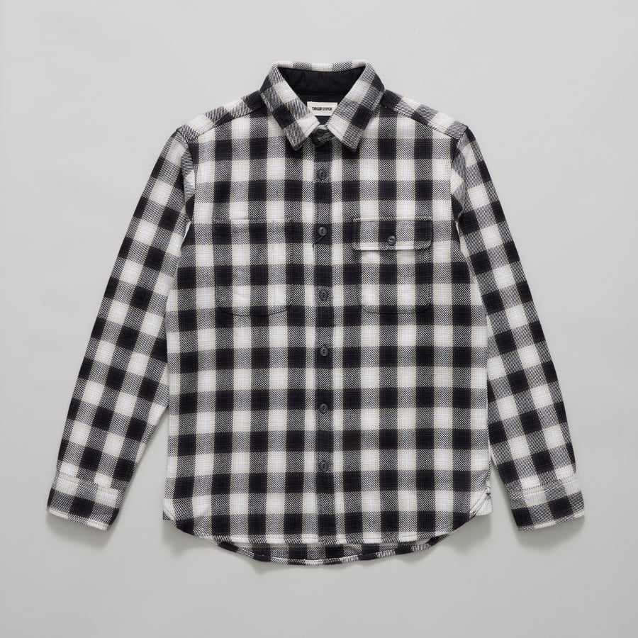 The Moto Utility Shirt in White Smoke Plaid