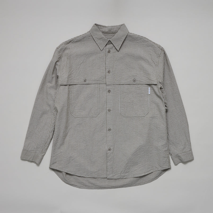 Stripe Pocket Work Shirt (Khaki)