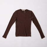 Mini Rib Long Sleeve Crew (Chocolate)